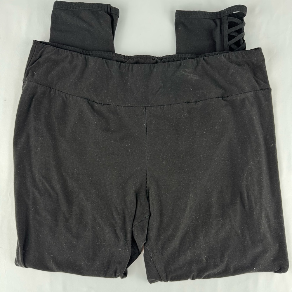 No Boundaries Black Leggings with Lace-Up Detail